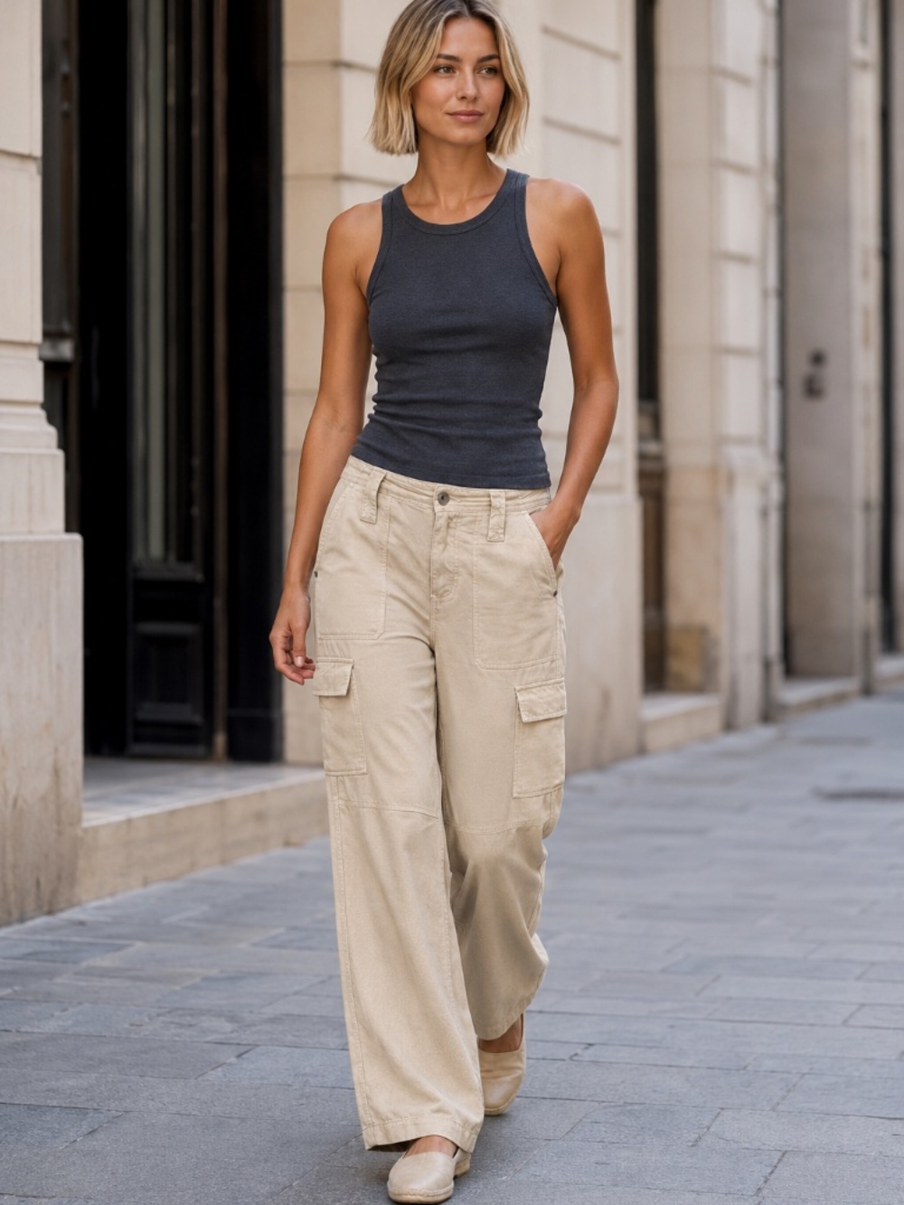 NWT | Marrakech | Beige Utility Cargo Pants | Size Small